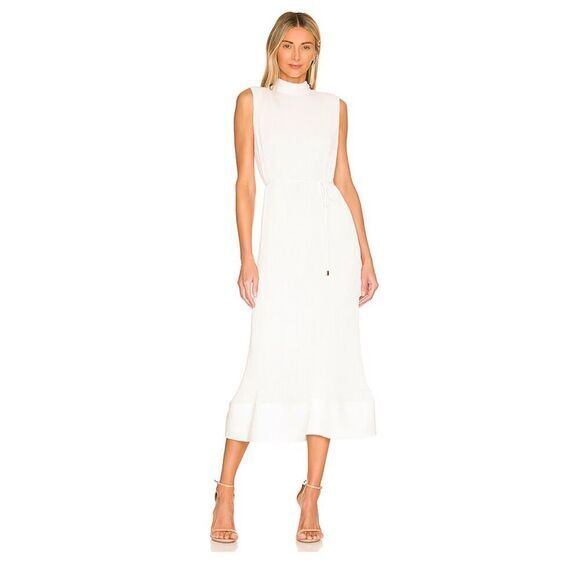 strapless open back dress Milly Pleated Midi Skirt in Grey main image 1
